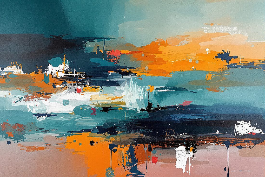 Abstract ocean waves artwork on canvas