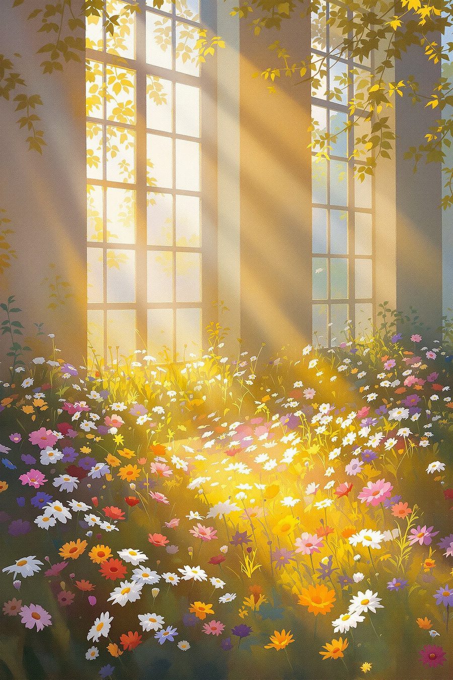 Impressionist meadow artwork on canvas