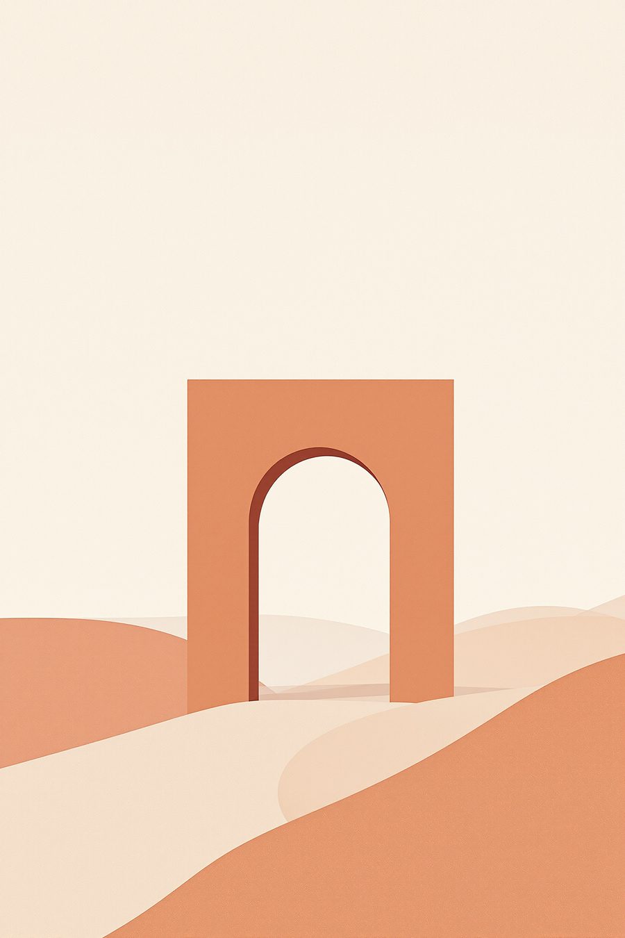 Minimalist terracotta arch artwork on canvas